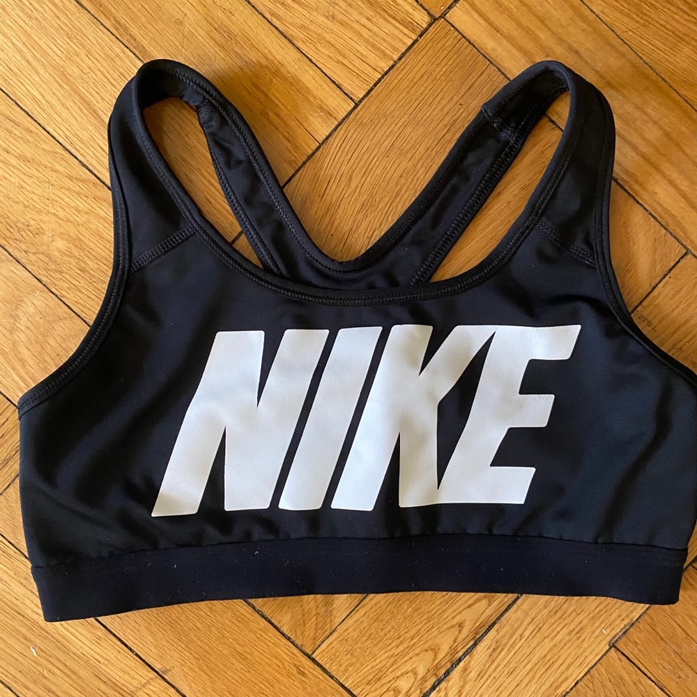 Black and Whit Nike Logo Bra